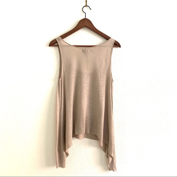 Anthropologie Delete Golden Beaded Asymmetric Top - Picture 5 of 8